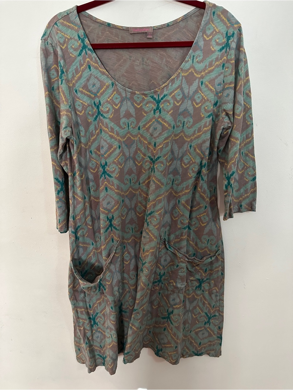 fresh produce Taupe Tunic with Pink Logo Stitching